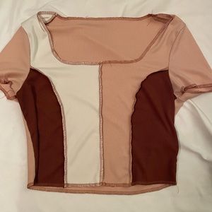 Patchwork cropped t shirt